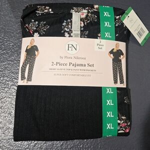 Flora Nikrooz Black and Pink Floral Pajama Set